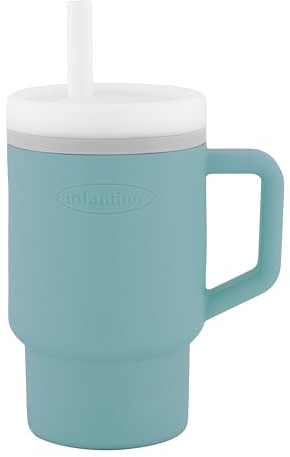 INFANTINO Ma Première Tasse – Adorable Tasse 255ml avec Paille Antifuite et Poignée Adaptée aux Tout-Petits, Favorise l'Hydratation, Facile à Nettoyer, Bleu Maussade