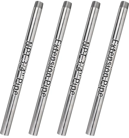 DEEFIINE 2 Stück 76CM 3/4 Zoll Gewindestandard Edelstahl-Rohrverschraubung Fit rohr-schraubzwinge 3/4 zoll mit 2 Stück 76CM Verlängerungsstänge aus Edelstahl