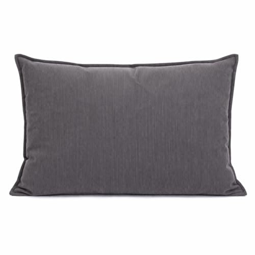 Quantum Interior by Maxland Cord-Dekokissen, Sofakissen mit Streifen, Grau, 45x45 cm und 50x70 cm, Weiche Rückenlehne für Sofa und Bett (Anthrazit, 50x70 cm)