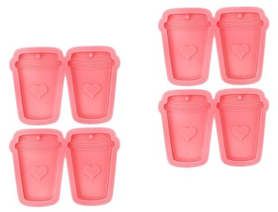 OSALADI 2sets DIY Heart Coffee Cup Silicone Molds Pendant Making Kit for Keychains for Handicrafts and Custom Ornaments Easy to Clean for Loved Ones 2pcs*2