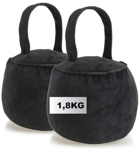 com-four® 2x Türstopper mit Griff - extra schwer - 1,8 kg Türhalter mit verstärkten Nähten - funktionelles Wohnaccessoire - runder, weicher Bremsklotz für Fenster und Türen (Rund - schwarz 2x)