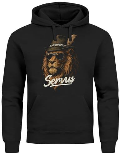 MoonWorks® Hoodie Herren für das Oktoberfest Servus Löwe Trachtenhut Ersatz Tracht Pullover Volksfest Bierfest Outfit Spruch Lustig