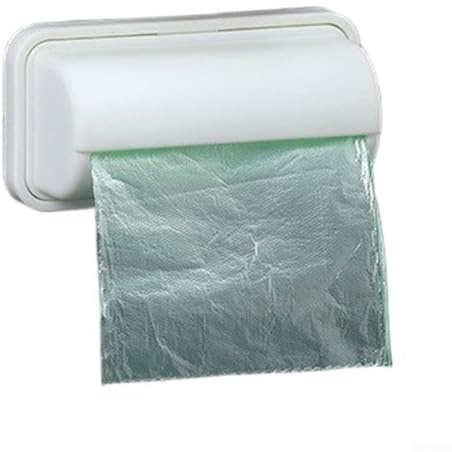 Support mural pour sac poubelle pour un rangement efficace et l'accès aux sacs en plastique pour cuisine et salle de bain (blanc)