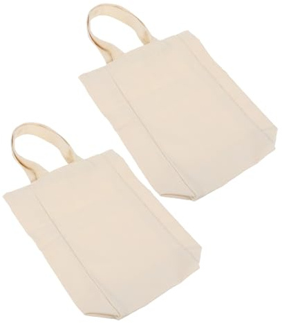 AUTSUPPL 2 Stück Waschbare Canvas Weinflaschentaschen in Beige mit Großem Innenraum Modische und Elegante Flaschentaschen für Geschenke und Reisen