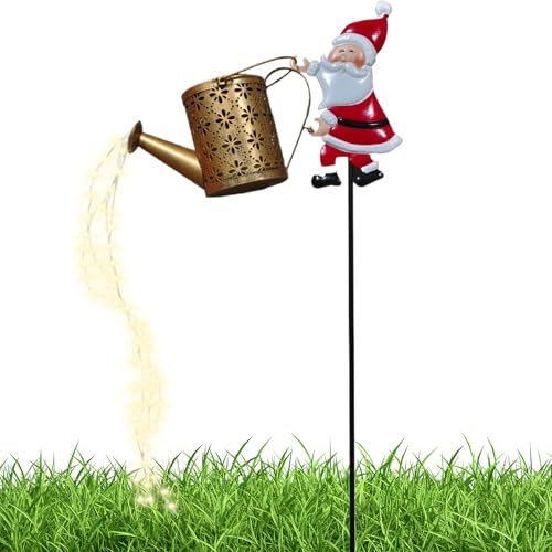 Generico luce solar per bollitore natalizio di Babbo Natale, annaffiatoio solare decorativo per esterni con luce a LED per decorazioni da giardino, prato, cortile e vialettos