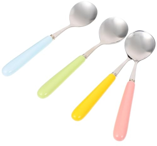 SEWACC Set 4 Cucchiaini in Ceramica e Acciaio Resistente per Mescolare Caffè e Gelato Cucchiai per Dolci e Succhi Accessori Cucina per Casa Ufficio e Ristorante