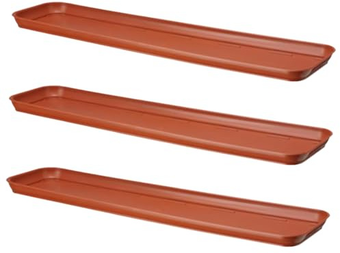 pokm toolsmarket - 3er Set Untersetzer für Blumenkasten 30cm, wetterfest, Terracotta Farbe, 3 STK. Abtropfschale Unterlage für Pflanzkästen, EU-Herstellung, für Fensterbank & Balkon
