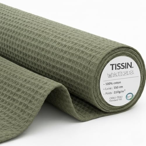Tela de nido de abeja – Caqui – Cupón de 200 x 150 cm, 100% algodón, absorbente y resistente, ideal para toallas, paños de cocina, toallitas, albornoz y costura para el hogar – Oeko-Tex – Proyecto de