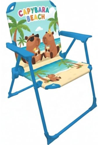 Disney Silla Infantil Plegable Playa y Jardín – con Brazos, Ligera, Compacta y Fácil de Transportar – Silla para Niños Interior/Exterior – hasta 30 kg (Capybara 1713)