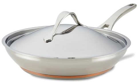 Anolon Nouvelle Stainless Stainless Steel Frying Pan / Fry Pan / Stainless Steel Skillet with Lid - 12 Inch, Silver