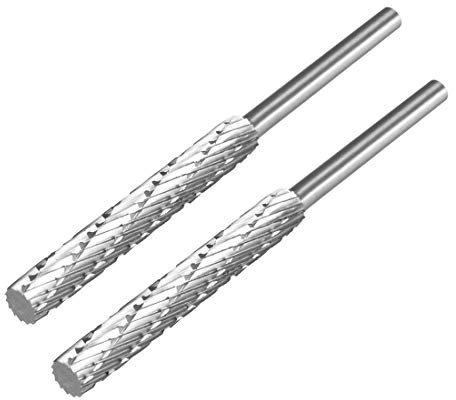 sourcing map HSS Rotary Files 1/8 Shank, Double Cut Top Flat Cylinder Shape Rotary Tool 5mm Dia, for Die Grinder Drill Bit Wood Soft Metal Carving Polishing Model Engineering, 2pcs