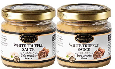 Weißen Trüffel Feinkost White Truffle Gourmet Trüffelcreme, die Delikatesse für Feinschmecker, Sauce für Spargel, Gemüse, Fisch & Fleisch, Geschenk Tartufata, Trüffelsoße weiß im glas (2 x 80g)