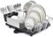 KINGRACK Dish Drainer Rack, Stainless Steel Dish Rack, Draining Board Rack with Anti-Rust Frame, Optional 2 Direction Spout Sink Drain Board Design, Removable Large Utensil Holder for Kitchen, Black