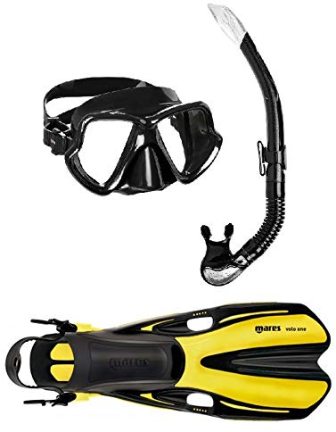 Mares Wahoo + Volo One Schnorchelset (schwarz-gelb, L/XL (44-47))