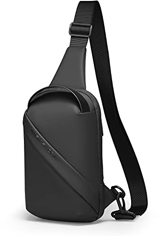 Muzee Herr vattentät väska multifunktionell anpassning axelväska slät tyg, justerbar axelrem lämplig för IPad 11 tum, Svart, L, Elegant