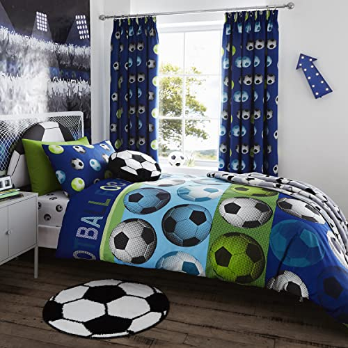 Catherine Lansfield Bedding Football Blue Duvet Cover 140 x 200 + 65 x 65 cm