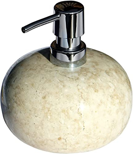 Wogeka - Seifenspender - im modernen Style aus Marmor Stein Holz als Geschenk-Idee zu Weihnachten Geburtstag Dekoration Badezimmer (03 Marmor hell (Höhe 13cm))