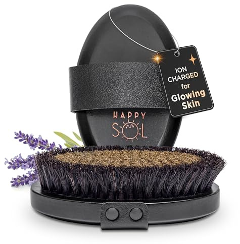 Copper Dry Brushing Body Brush for Lymphatic Drainage by HAPPY SOL - Ion Charged Copper Bristles for Glowing Skin, Improve Blood Circulation and Reduce Stress