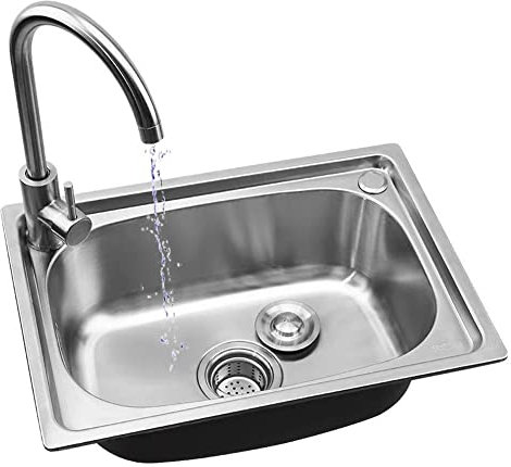 Lavello da Cucina a Incasso in Acciaio Inossidabile 304 - Lavello da Cucina per Workstation Topmount - Lavello da Cucina a Vasca Singola Fatto a Mano - Lavabo Profondo 20 cm (Colore: Kit-A,