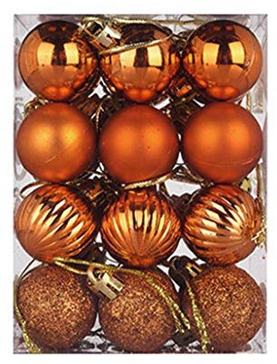 24Pcs Christmas Baubles Decorative Balls Ornaments For Xmas Tree Decorations Christmas Hanging Ornament For Xmas Wedding Birthday Party Home Decoration (3CM Orange)