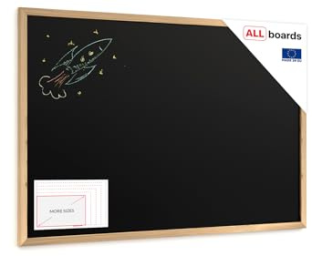 ALLboards Schwarze Kreidetafel 90×60 cm, ECO-Holzrahmen, Schwarz, Schreibtafel, Kreidetafel zum aufhängen, Kreidetafel mit Holzrahmen, Tafel gastronomie, Wand Tafel Holz