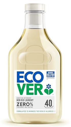 Ecover Zero Non-Bio Waschmittel, Waschflüssigkeit, für empfindliche Haut, Babywäsche, 1 x 40 Waschgänge, 1 x 1,43 l