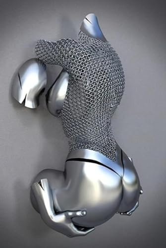 MKHFUW Figura in metallo 3D Statua Arte Tela Pittura Romantico astratto Poster e stampe Amanti Scultura Poster Amore Cuore Bacio Immagini - Senza cornice (Figura-05, 1 Pezzi - 30 x 40 cm)