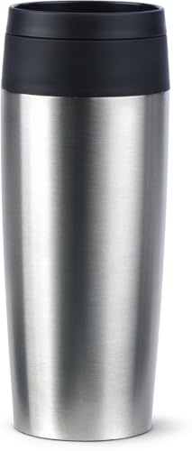 Tefal Travel Mug Classic Stainless Steel 0.36L, Comfort Screw Lid, Quick Press, Travel-Ready, Reusable, 100% Leak-Proof, Keeps Drinks Cold (8 hrs) and Hot (4 hrs), 360° Drinking, N2020110
