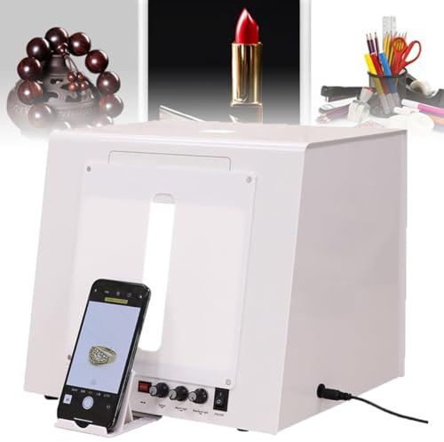 FENGSSLL Caja de luz eléctrica para fotografía de joyería de Oro y Plata, Caja de luz para fotografía de Estudio fotográfico, Caja de luz giratoria Regulable para joyería, fotografía, vídeo,20cm