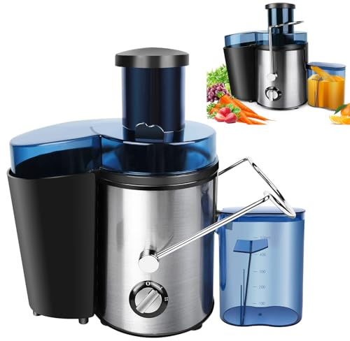 Extracteur de jus,1000W Extracteur de jus de fruits et légumes entiers, centrifugeuse, machine à faire des jus en acier inoxydable, 2 vitesses, facile à nettoyer