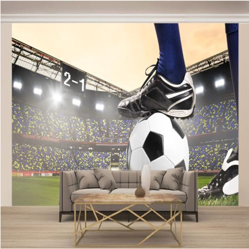 WYXWZ Photo Wallpaper Mural Wallpaper 3D Effect for Bedroom Background Living Room Office TV Wall Non-Woven Wallpaper Roll Posters Stickers Decor Art XXL 118 x 110 Inch (W x H) Football