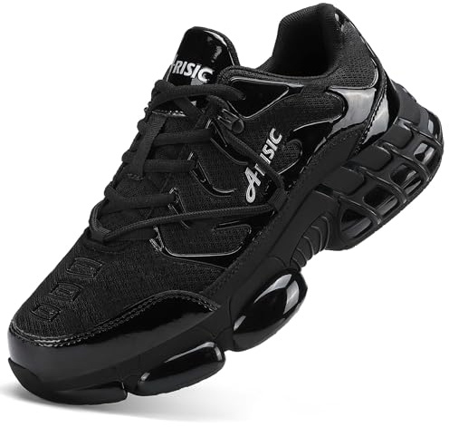 ARISIC Chaussures de sécurité avec embout en acier pour hommes et femmes - Baskets de travail indestructibles - Chaussures de travail légères avec coussin en acier - Baskets de mode, Noir , 40 2/3 EU
