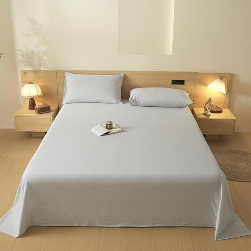 HAIBA Bettlaken ohne Gummizug 120 x 230 cm Grau Uni Baumwolle Einfache Klassische Hotel Bettücher ohne Spanngummi Laken Leintuch Doppelbett