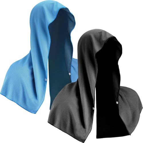 WIURGOHA 2-pack kylande huvtröjor, omedelbart kylande handdukar för nacke och ansikte, UPF 50 solskydd, ishandduk för varmt väder, huvudhandduk för sport, camping, cykling och andra aktiviteter