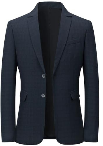 MEIMIYI Completo Uomo Leggero Tendenze Affari Abito A Maniche Lunghe Casual Bello Moda Blazer Banchetto Ballo Temperamento Abitogiacca C-Navy L