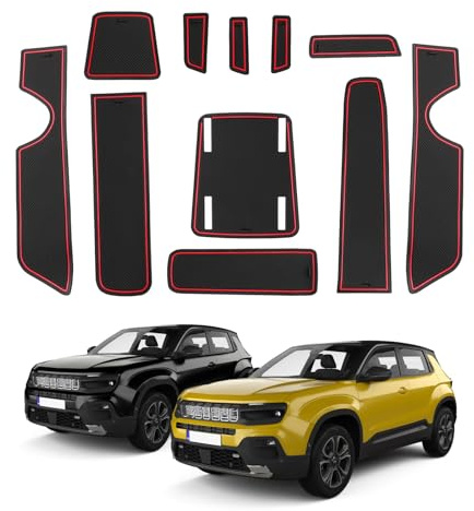 ECOZEN Gummimatten Antirutschmatten für Jeep Avenger EV/Hybrid/4XE/4X4 2023-2025 wasserdicht rutschfest Anti Rutsch Matte Jeep Avenger Zubehör für Mittelkonsole Becherhalter Ablageboxen Türnaht|Rot