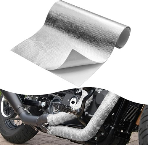 Luziyun Pellicola isolante In Alluminio 60 x 200 cm, Paracalore Termo Isolante Adesivo Supporto Adesivo isolamento termico, Pannello Scudo Termico In Alluminio per Tubo Auto Moto