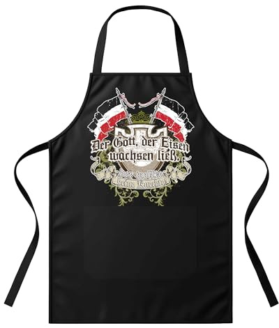 UGLYSHIRT Grillschürze Herren Der Gott, der Eisen wachsen ließ | BBQ Schürze mit Spruch – Geschenk für Männer, Vatertag, Grillmeister, Kaiserreich, Germanen, Deutschland