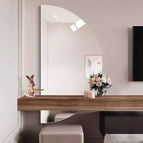 Specchio da parete senza cornice, 120 x 60 cm, design a mezzaluna, anti-appannamento, Smart Touch, specchio cosmetico, colore: taglio a sinistra, perfetto per bagno e trucco