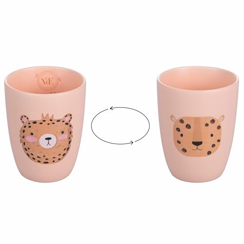 Villa d'Este Home Tivoli 1996 Gobelet porte-brosses à dents en porcelaine New Bone China, décor double face léopard et guépard, Les Petites Safari