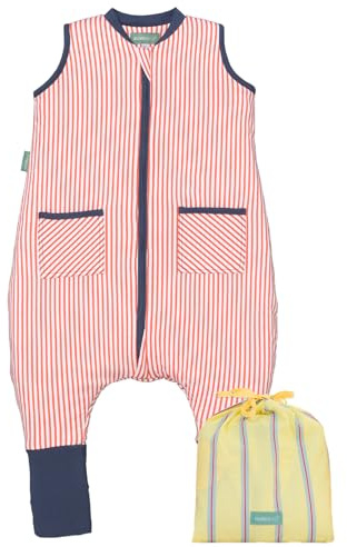 molis&co - Baby Schlafsack mit Füßen und Socke -Ideal für Frühling und Herbst - Babyschlafsack mit Beinen 1 tog - 100% Baumwolle (Oeko-TEX 100), Premium Qualität - Sailor Orange (90 cm)