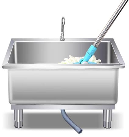 TRGCJGH Commercial Floor Mop Sink, Stainless Steel Floor Mount Mop Basin with Drainage/Strainer, Laundry Room Slop Sink for Kitchen/Restaurant(60x50cm/23.6x19.6in,silver)