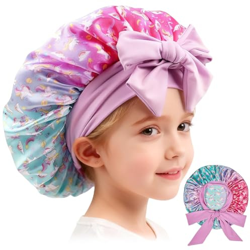 LAKPYN 1 psc cuffia doccia donna cuffia doccia cuffie doccia Cuffia da doccia a doppio strato riutilizzabile impermeabile con volant per coprire le orecchie in raso da donna