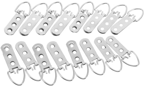WOONEKY 20 Ganchos de Pared con Anillas en D y Tornillos, Colgadores de Tres Agujeros para Marcos de Fotos y Cuadros de Punto de Cruz, Accesorios para Colgar Arte y Decoración de Pared