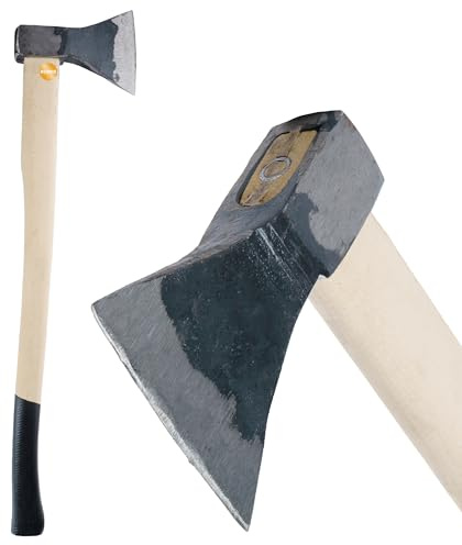 BEGRIS® Handgeschmiedete Axt 2,5kg Spaltaxt 80 cm zum Spalten von Holz gehärtete Axt Stahl ergonomisch Buchenholzstiel