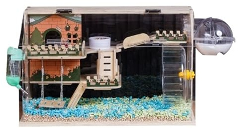 Hamsterburar Hamsterbur akryl transparent rymlig villa for att föda upp guldbjörnar