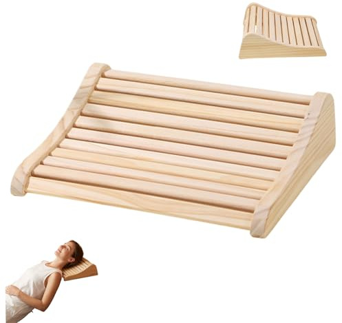 Kits de sauna, appui-tête de sauna, oreiller en bois fabriqué à la main avec courbe ergonomique pour le soutien du cou – Accessoire en bois pin naturel pour spa et salle bain
