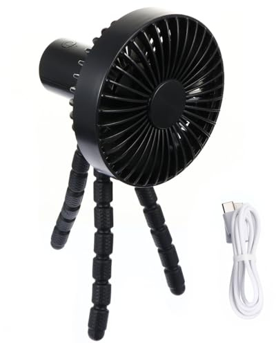 GRIRIW Mini Ventilador Portátil con Trípode Flexible de ABS y PP, Recargable y Silencioso, para Cochecito de Bebé y Verano al Aire Libre