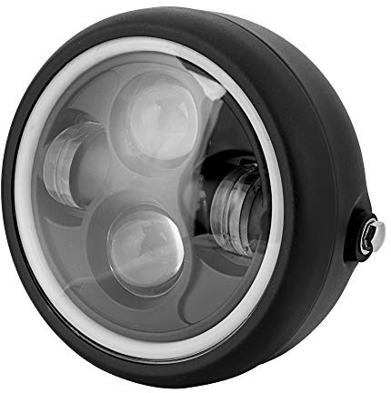 Faro anteriore moto, stile retrò, moto universale, faro a LED, faro anteriore rotondo moto