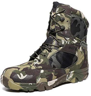 LiliChan Uomo Stivali Tattici Delta Zip Laterale Militare Lavoro 8 Pollici Esercito Scarpe (45 EU, Camuffare)